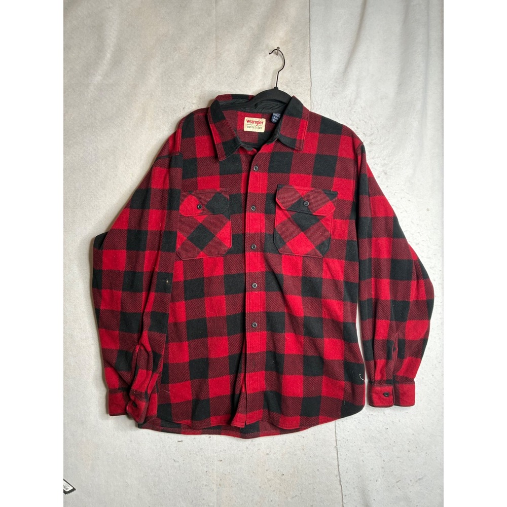 Wrangler Authentics Mens XL Red Black Buffalo Plaid Fleece Button Up ZHCZP1R